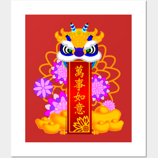 CNY: BLUE LION BLESSINGS Posters and Art